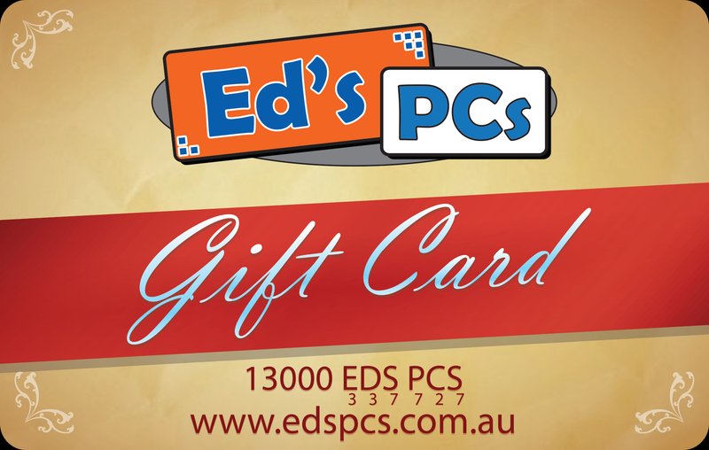 Ed's PCs gift card, Gold Ribbon design