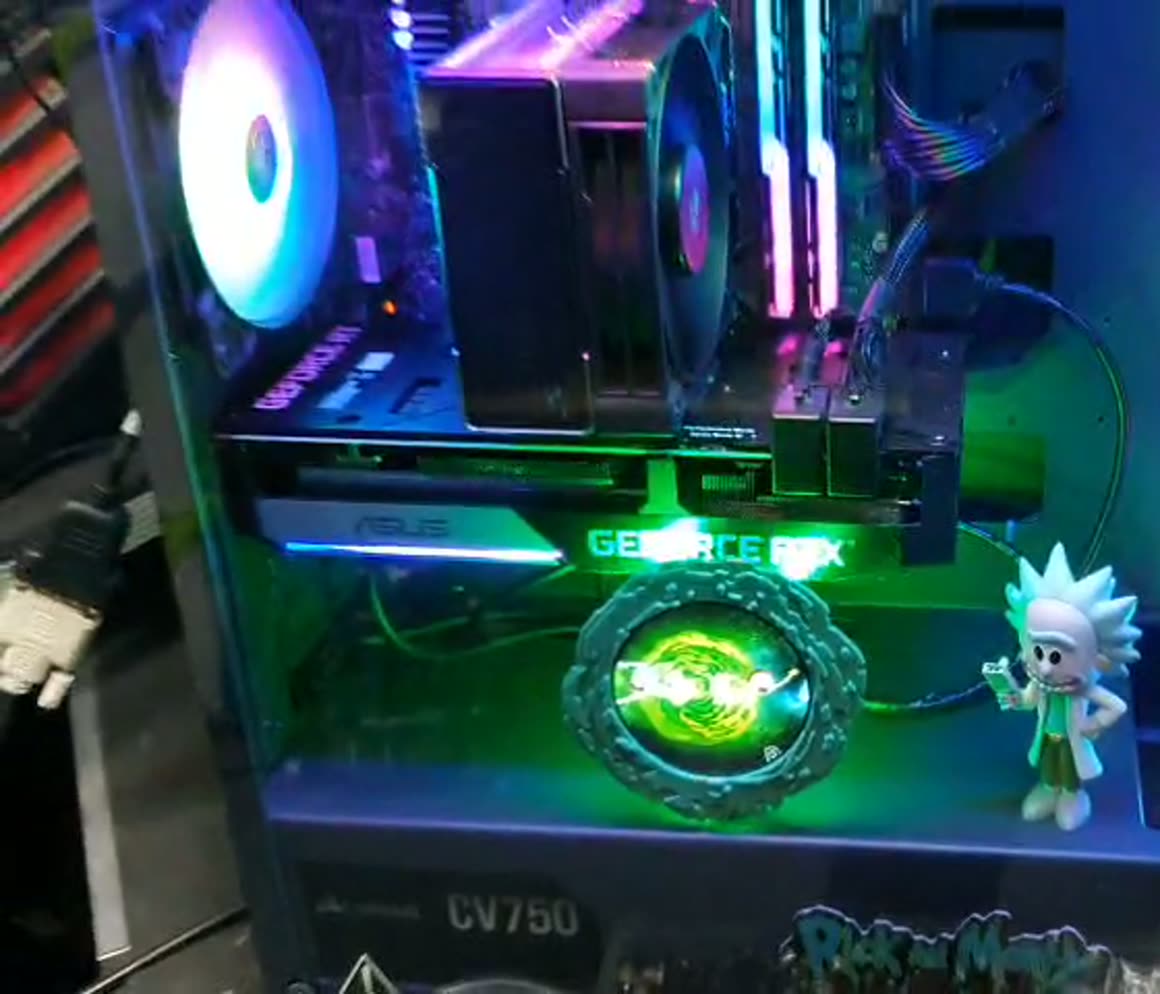 The portal ring cycles colour on its own. Themed builds like this one are exactly the kind of job most shops won't take on.